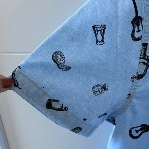 NWT Point Zero Black Label Semi Fit summer party s/s button down (Unisex S/M) - Picture 4 of 5